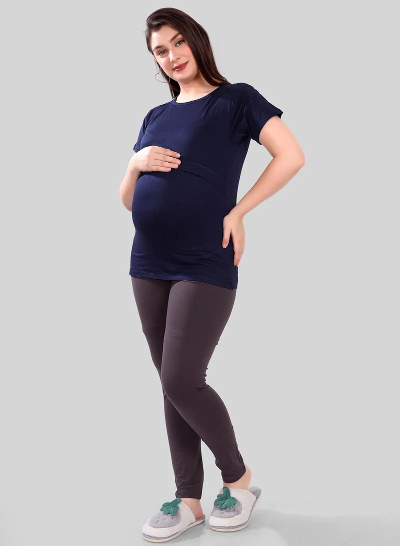 TUMMY Maternity & Nursing Pull On Top - Blue